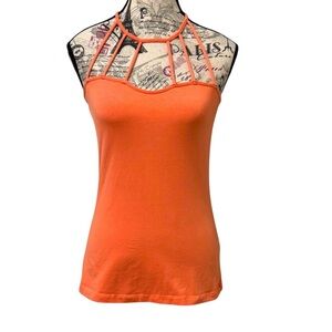 VENUS Coral Cotton Blend Fitted Boho Summer Cut Out Tank Top size Medium